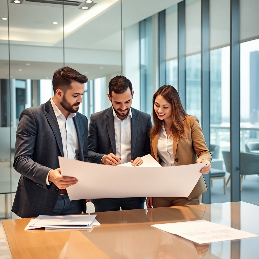 professional business team reviewing project plans